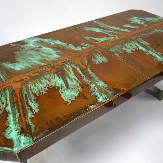 Reclaimed Copper Dining Table with Stainless Steel Legs (1820mm x 900mm)