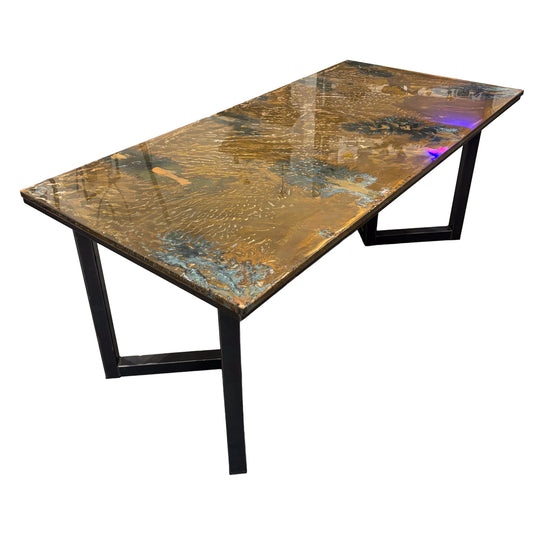 Bespoke Copper Dining Table with Brushed Steel Legs (1850mm x 940mm)