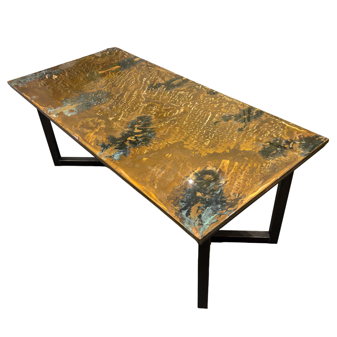 Bespoke Copper Dining Table with Brushed Steel Legs (1850mm x 940mm)