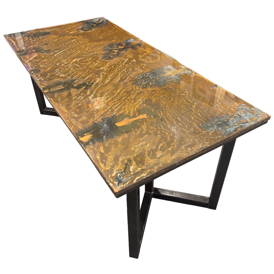 Bespoke Copper Dining Table with Brushed Steel Legs (1850mm x 940mm)